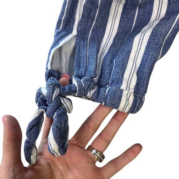 Tularosa Reese Striped V-Neck Button Back Striped Jumpsuit Blue White Size Small - Picture 9 of 10